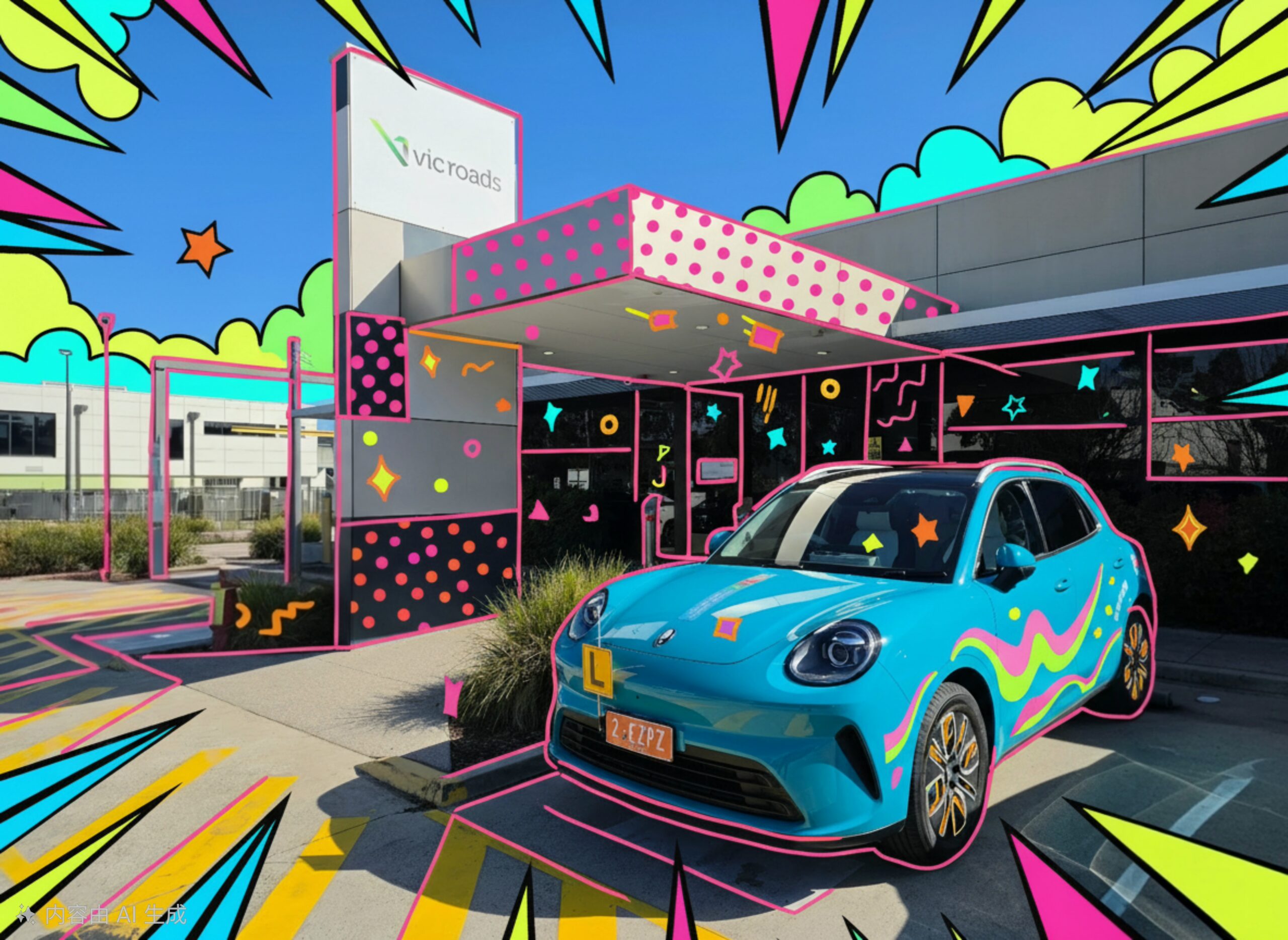 2EZY cyan electric training car ready for driving lessons and VicRoads test preparation